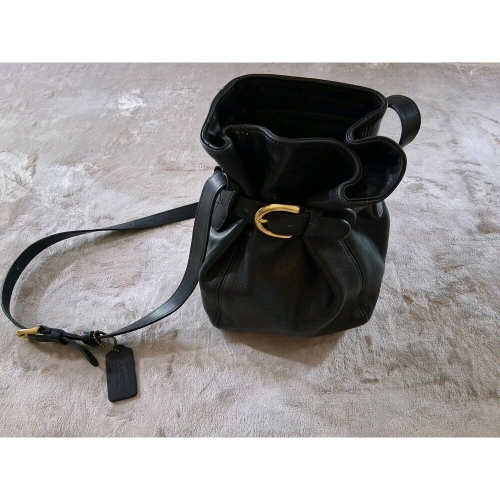 Coach Purse Vintage Soho 4156 Black Leather Belted Bucket Crossbody Bag 90's